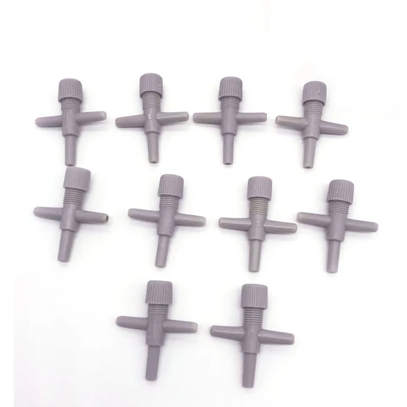 Grey three ways 1 шт., 4 мм, воздушный регулирующий клапан для аквариума, 2/3 способов, воздушный насос для аквариума, коннектор для воздушного насоса, регулирующий клапан, Воздушная труба, трубка для аквариума - Цвет: Grey three ways