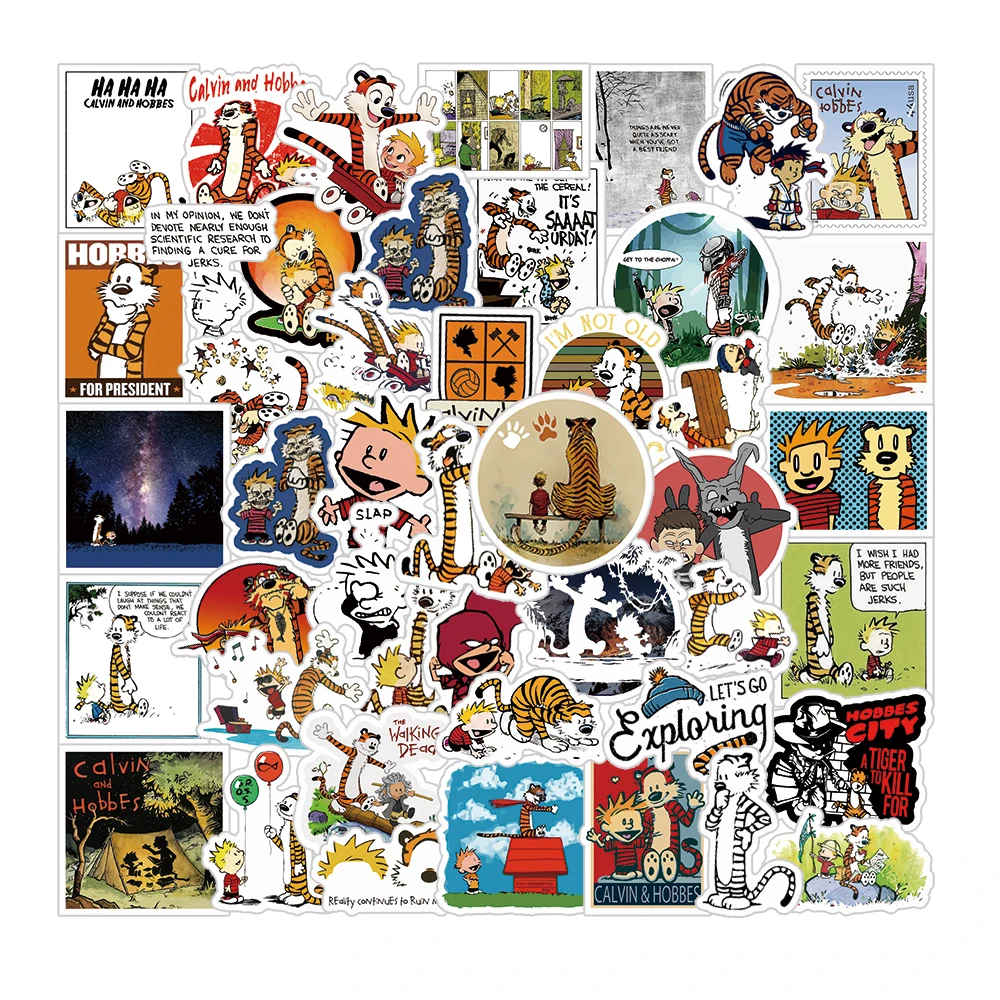 

10/30/50pcs/pack Clssic Cartoon Calvin and Hobbes Decal Stickers For Mobile phone cover Refrigerator Computer Guitar Notebook