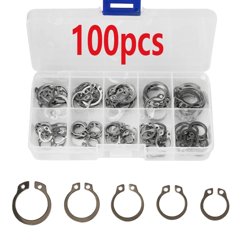 

100Pcs 304 Stainless Steel M8 M9 M10 M11 M12 M13 M14 M15 M16 M18 Jump Ring Circlip Sack Retainer E Clip Split Washers