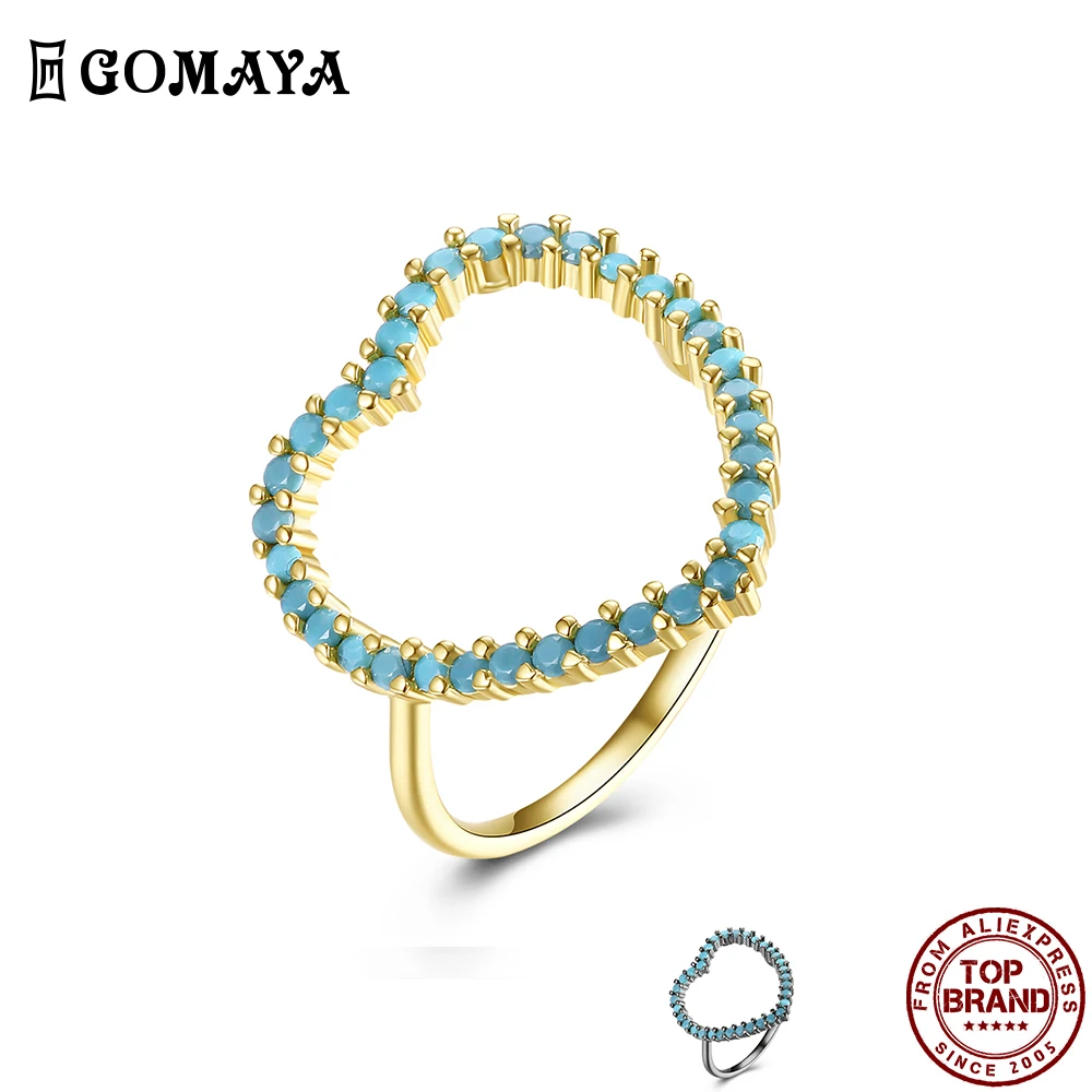 

GOMAYA Fashion Romantic Women Rings Heart Shape Kallaite Ring Party Festival Fashion Valentine's Day Jewelry Gift Accessories
