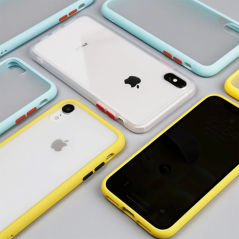 Armor Shockproof Phone Case For iPhone 11 Pro Max XR X XS 7 8 6 Plus Soft Slicone+PC Semitransparent Cover Bag | Мобильные телефоны