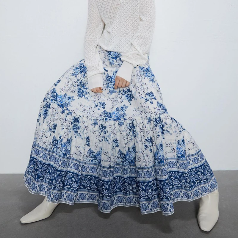 Женская юбка макси с эластичной резинкой на талии TEELYNN летняя из полиэстера