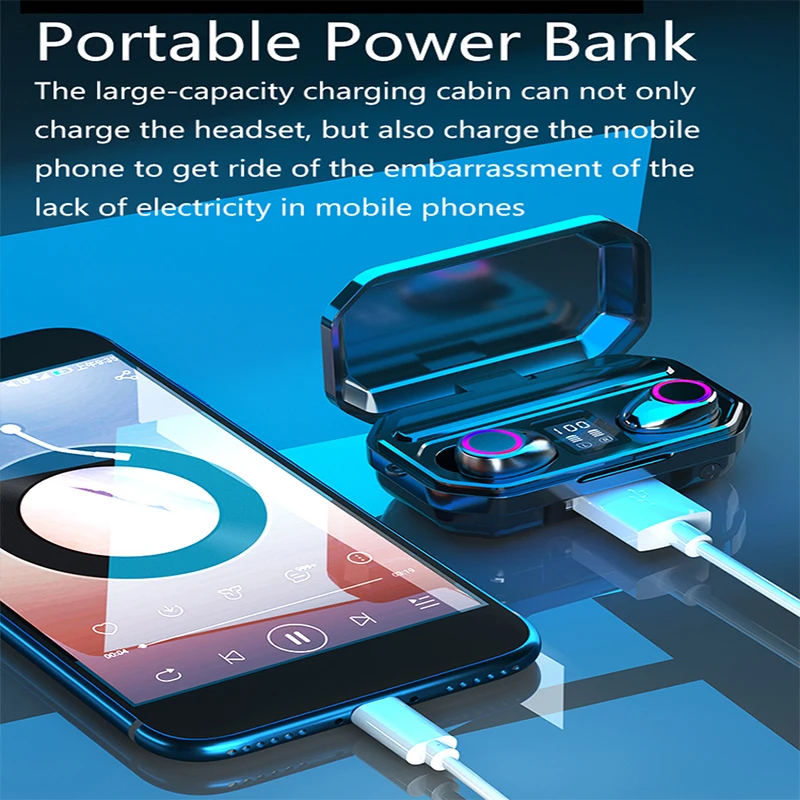 m12 tws bluetooth 5 0 wireless earbuds mini in ear earphones with surround sound auto pairing led display emergency light free global shipping