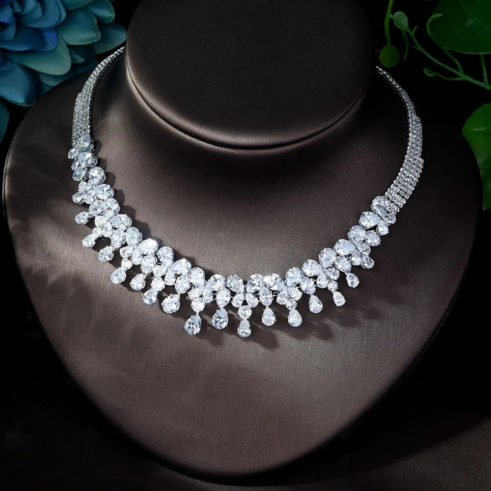 Набор украшений hiневесты из серебра и сережек свадебное ожерелье белого цвета с