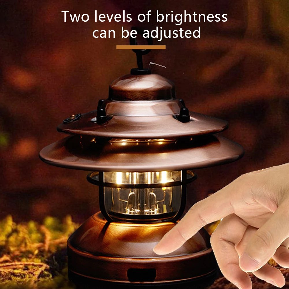 

Camping Retro Lights Portable LED Lanterns Rechargeable Waterproof Hanging Tent Light Outdoor Lanterns Light With Charging Cable