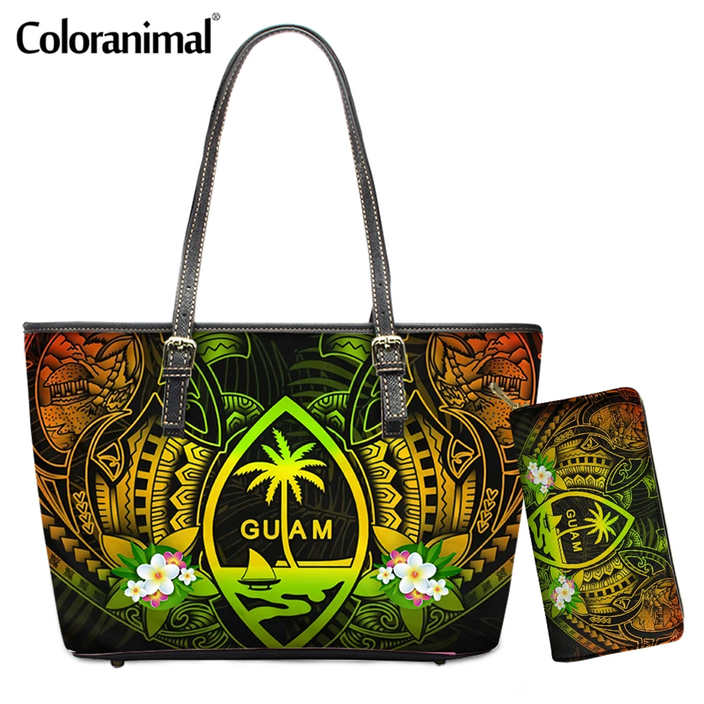Coloranimal градиент флаг Гуама с полинезийская Плюмерия печати сумка для Для женщин 2