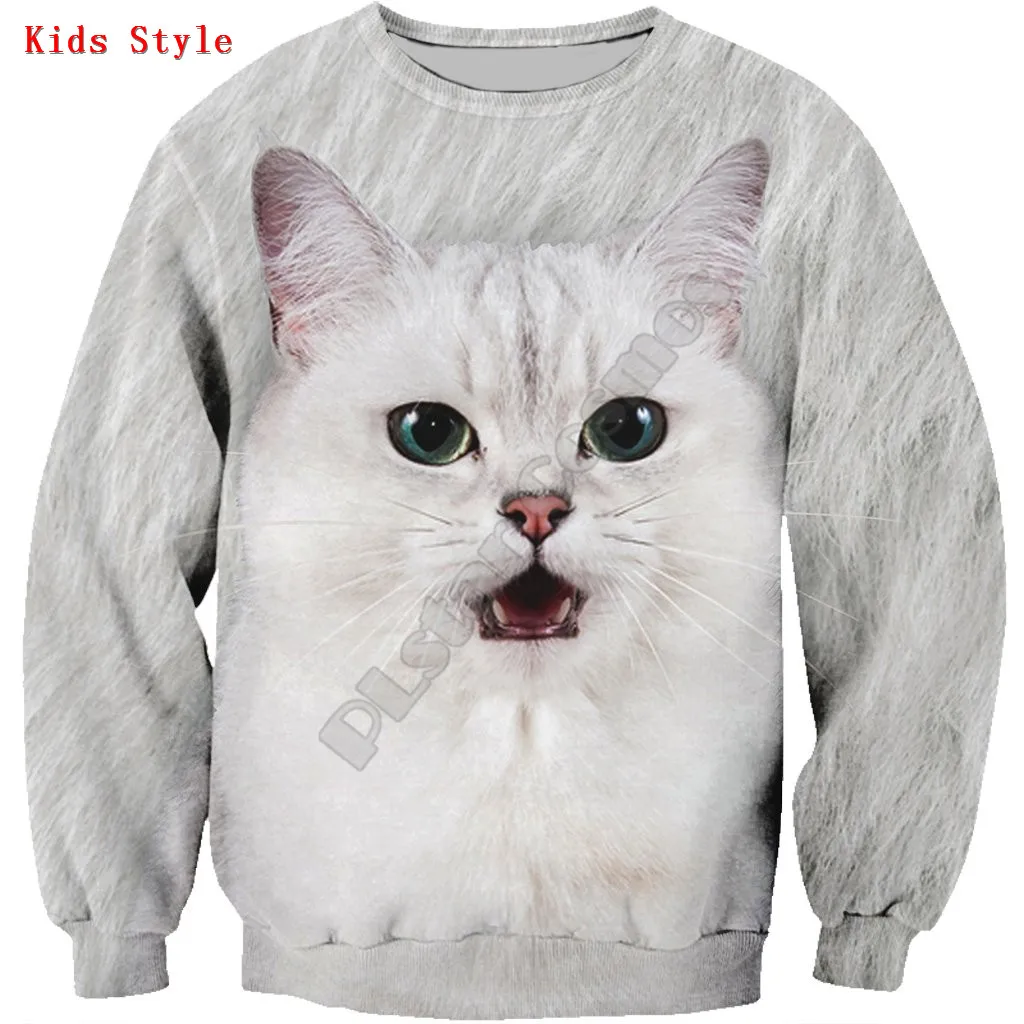 British Shorthair Cat 3d printed Hoodies Pullover Boy For Girl Long Sleeve Shirts Kids Funny Animal Sweatshirt