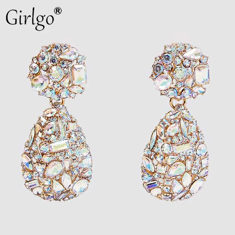 Женские серьги-капли Girlgo богемные серьги с цветными кристаллами AB