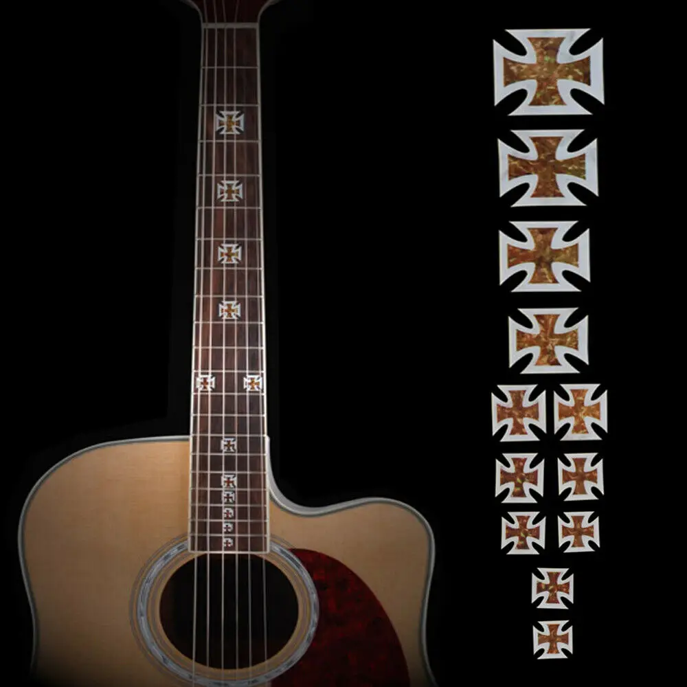 gitarre kreuz inlay decals aufkleber griffbrett marker kruzifix form für elektrische akustische klassische gitarre bass ukulele schmücken fr