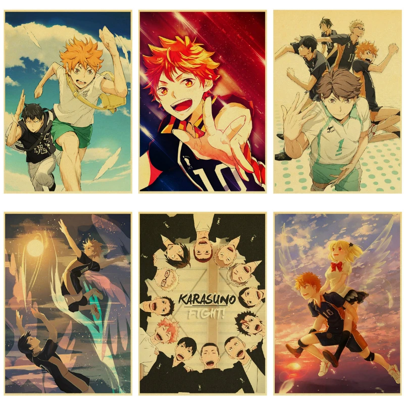 

Haikyuu Retro Anime Posters Prints Sports Volleyball Canvas Painting Wall Art Nordic Home Decor Kids Bedroom Wall Decor Pictures