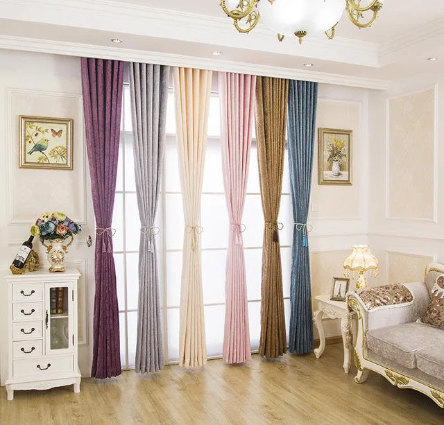 Однотонные серые занавески из синели роскошные тканевые для гостиной панели на