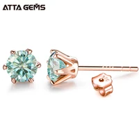 colored moissanite stud earrings 1ct d color ideal cut lab created diamond 18k rose gold plating earrings for women with gra