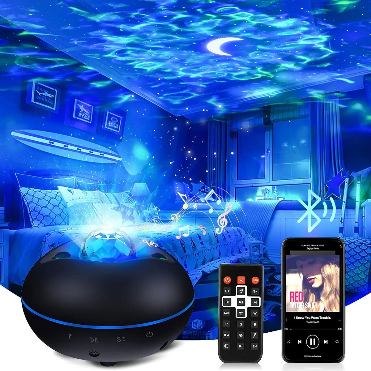 Звездный проектор Галактическая лампа музыкальный динамик дистанционное