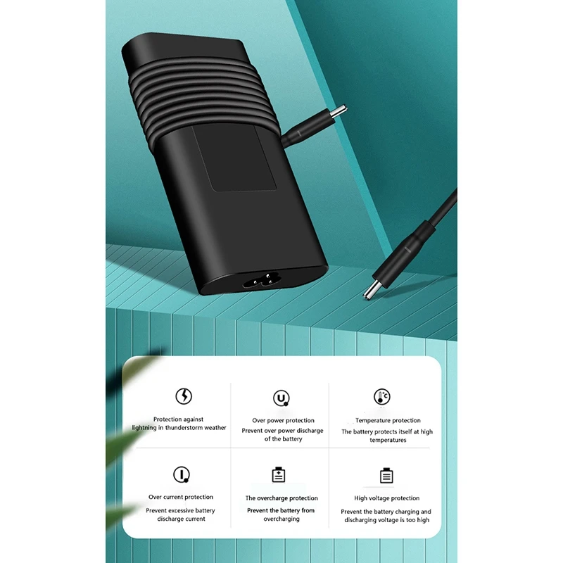 

130W 19.5/6.67A Laptop Charger 4.5X3.0MM 2.7M Power Adapter for DELL XPS15 9530 9550 9560 M551, Etc.(EU Plug)