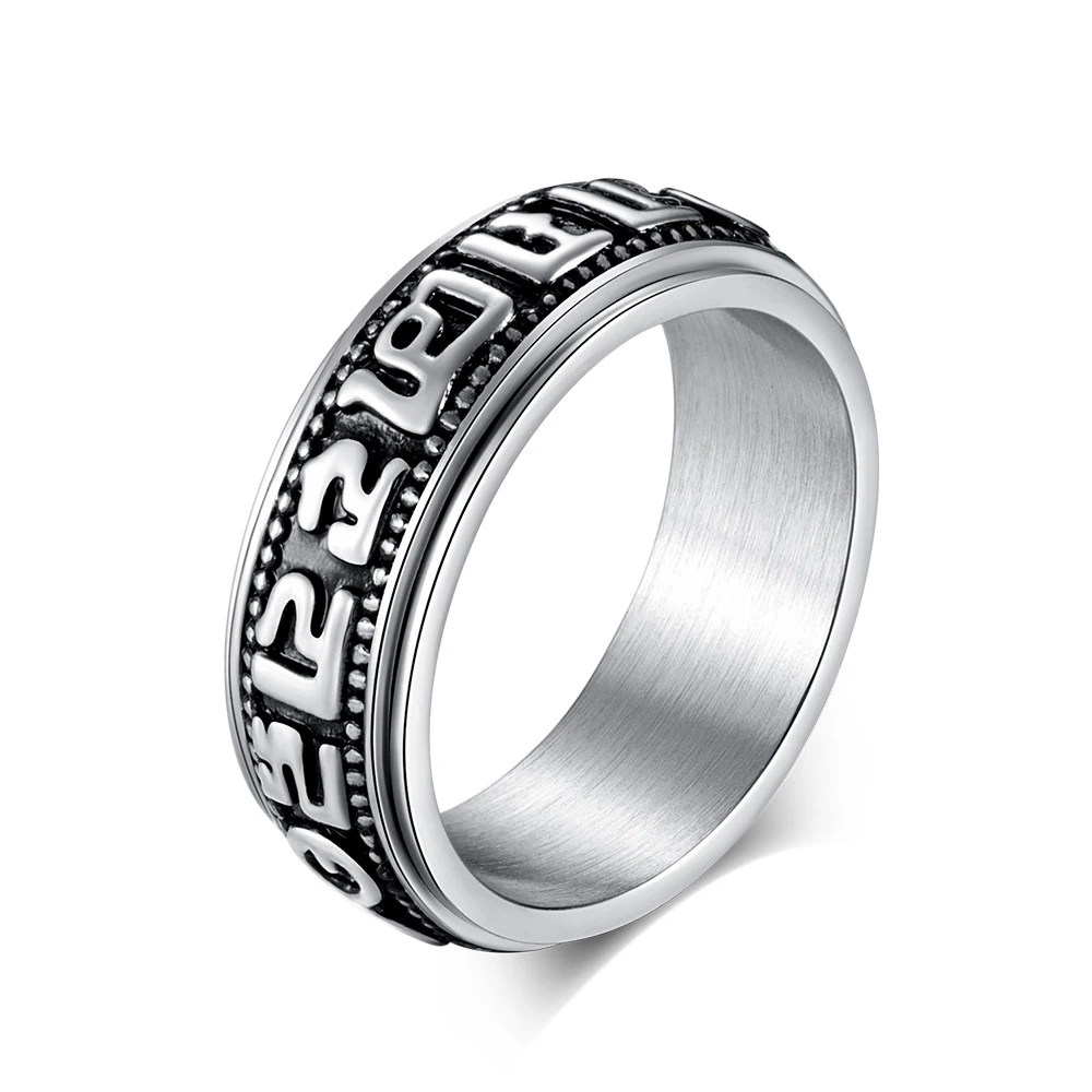 

Fashion Stainless Steel Wordage Ring Couples Men And Women Trendy Simple Punk Jewelry Gift JZ170
