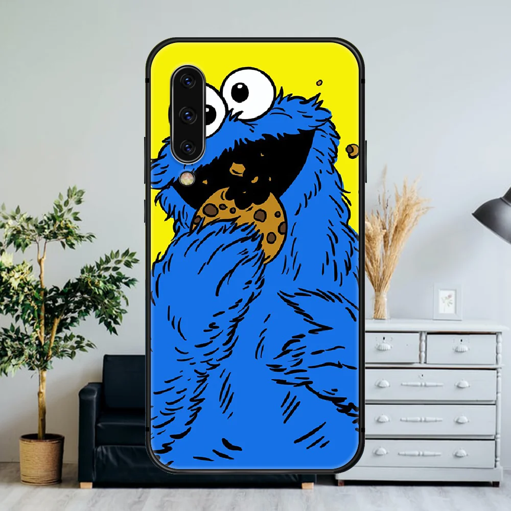 

cartoon Cookie Monster Phone Case For Samsung Galaxy A 3 5 7 8 10 20 20E 21S 30 30S 40 50 51 70 71 black Back Tpu Funda Pretty