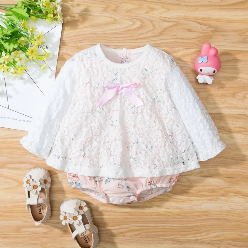 

Spring and Autumn Baby Lace Romper Girl Baby Sweet Girl Cute Princess Triangle Romper