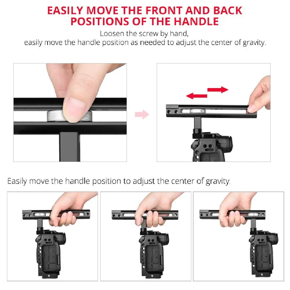 

YELANGU Metal Camera Cage + Handle for EOS R5/R6 Camera Rig Video Rig Insta 360 Camera for House Outdoor