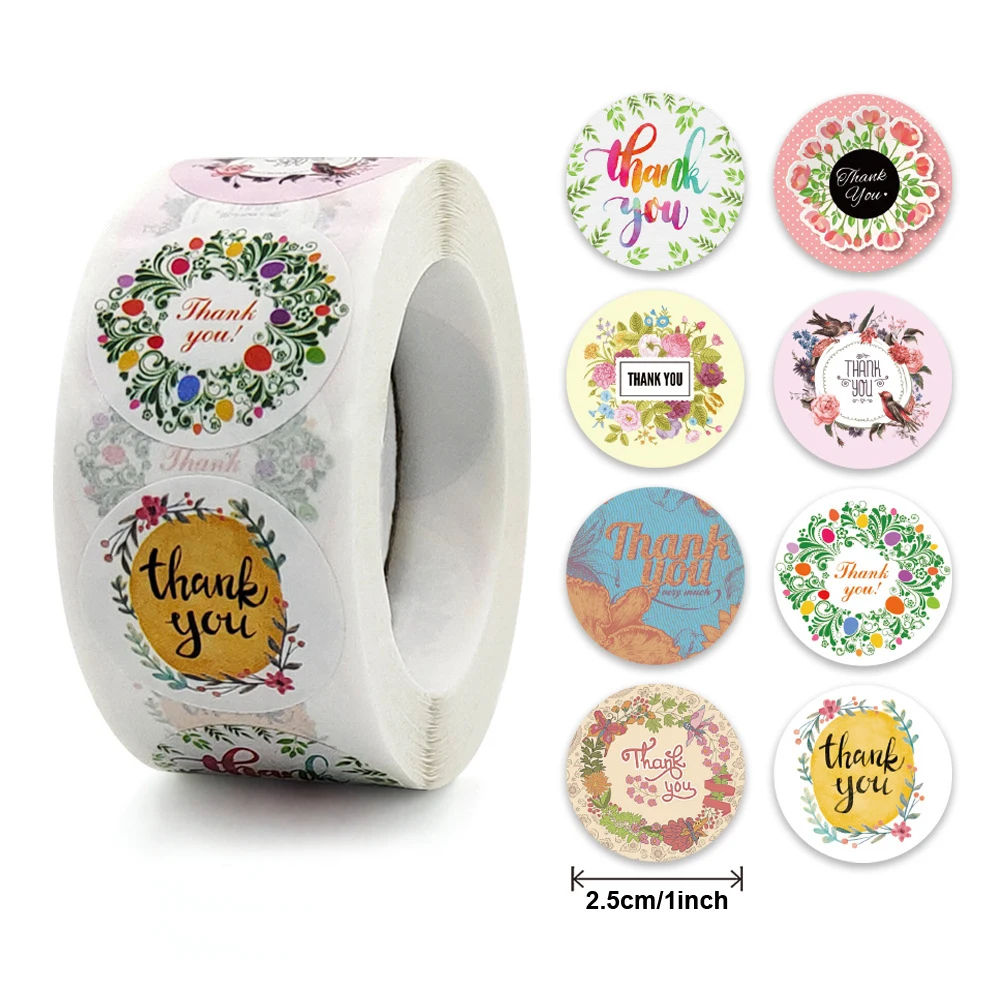 

50-500pcs 1inch Thank You Stickers Paper Sealing Label Stickers for Wedding DIY Gift Decoration Business Packing Stickers