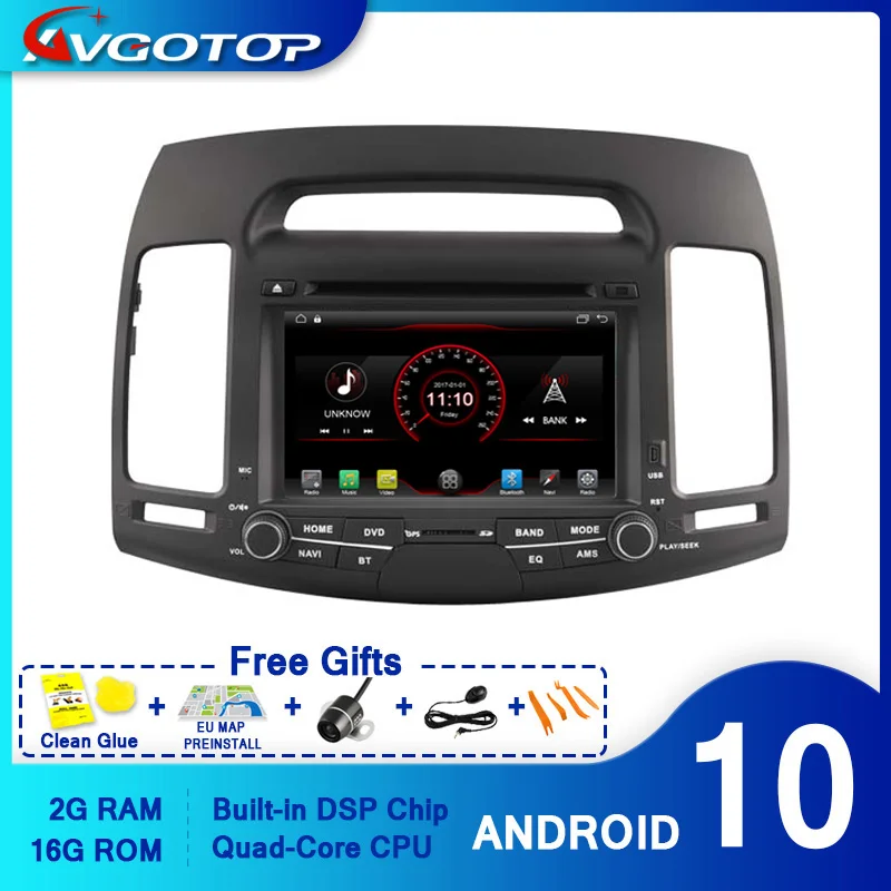 AVGOTOP Android 10 WINCE Bluetooth GPS автомобильный радиоприемник DVD плеер для HYUNDAI ELANTRA 2007 2011 2G 16G
