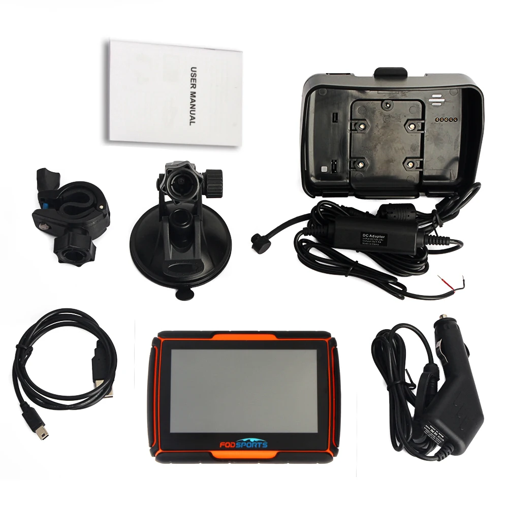 Fodsports 4 3 дюймовый GPS навигатор 8 ГБ 256 ОЗУ IPX7 водонепроницаемый FM Bluetooth система Windows
