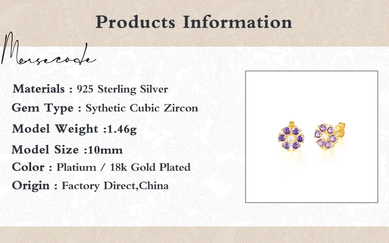 

MORSE CODE Diamond Mini Flower Small Earrings For Women Cartilage Ear Bone Nail Stud Earrings Silver 925 Fine Jewelry Earrings