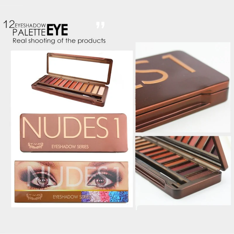 12 nude color heart Smoky eyeshadow Palette Balm Glitter pigment matte Brow Cosmetic Makeup Set |