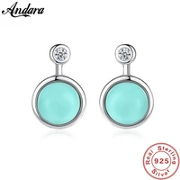 hot sale real 925 sterling silver fashion simple turquoise stud earrings for women trendy jewelry earrings