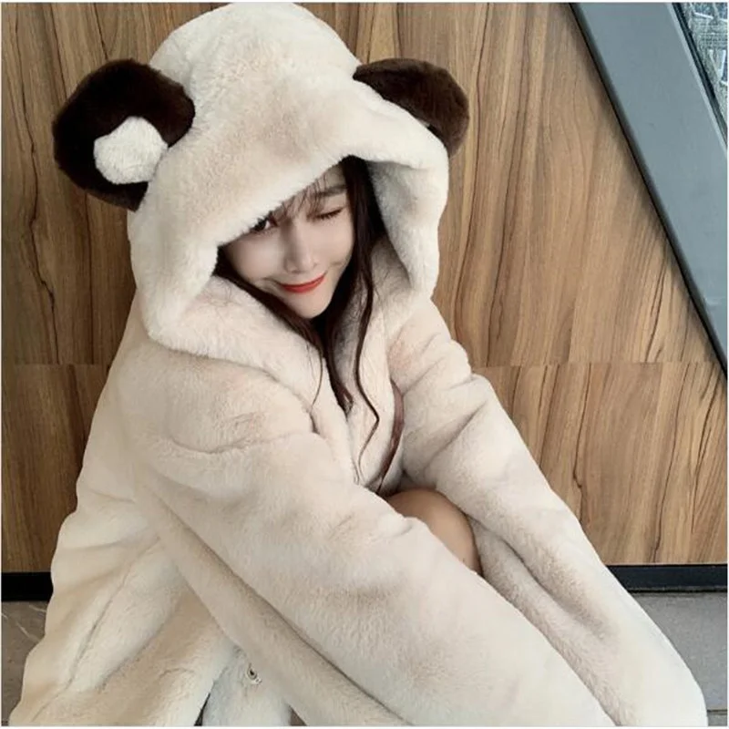 

Picture Double-Sided Velvet Thick Soft Girl Plush Coat for Women Nuyoah
