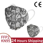 550 шт. маска FFP2 для взрослых 4-слойные фильтры KN95 маски-кариллы с цветочным принтом маска для лица модная маска с кружевным принтом маска FPP2mask