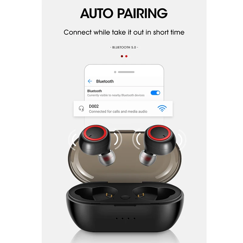 TWS наушники Bluetooth 5 0 истинные беспроводные супер бас стерео спортивные с зарядной