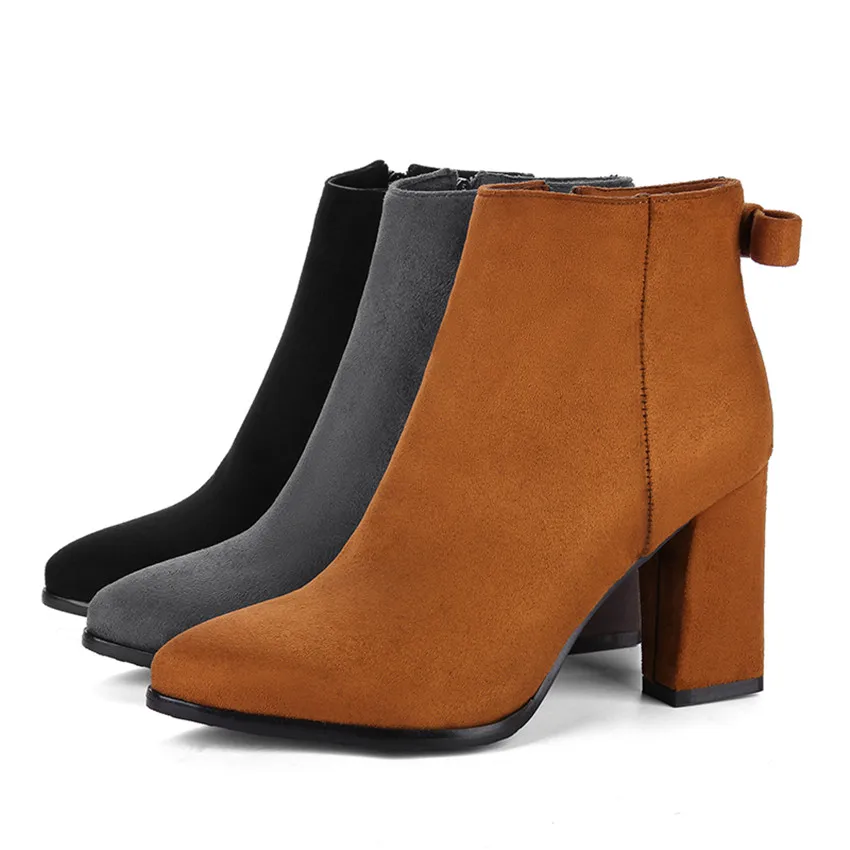 

Winter Spring Autumn High Heel Ankle Boots Women Short Boots Woman Martin Shoes Botas Muje Small Big Size 32 - 43