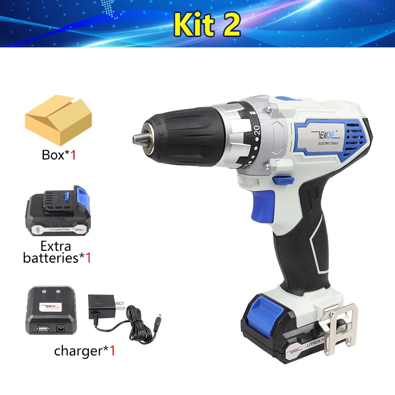 Kit 2 12V электроинструменты Электрическая аккумуляторная дрель электрическая отвертка мини-дрель электрическая выкладка на клеевую основу квадратными стразами литиевая батарея 2-скорость шпинделя замок - Цвет: Kit 2