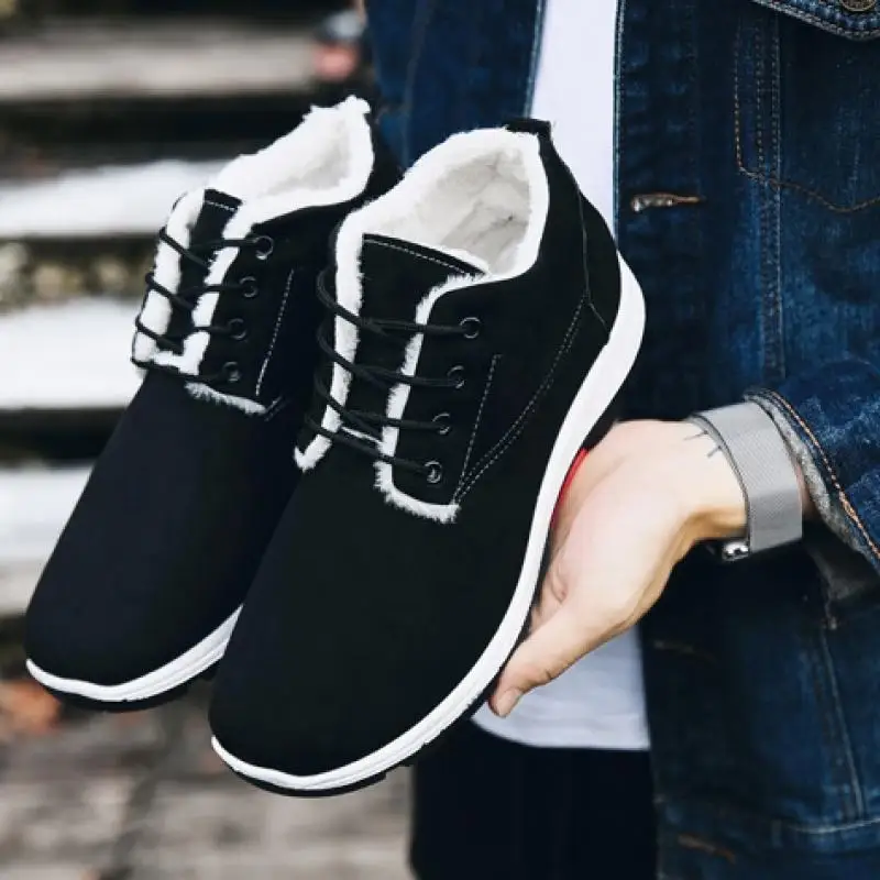 

Fashion Men's Shoes Winter Comfortable Warm Cotton Ankle Boots High Top Velvet Man Sneakers Outdoor Walking Shoes Snow Boots