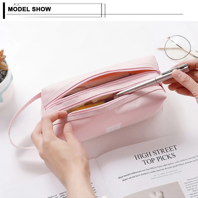 Лаконичный чехол для карандашей вместительная однотонная школьная