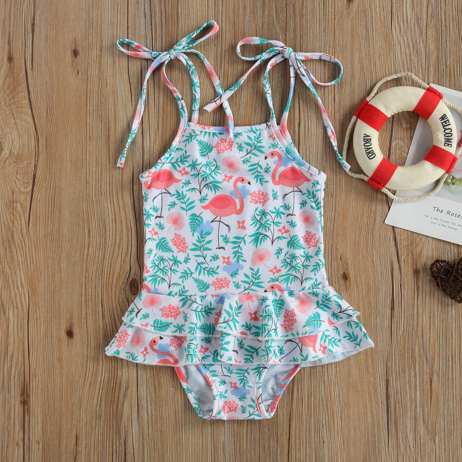 5 видов стилей для маленьких девочек Цельный купальник летние детские футболки с