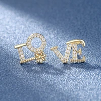 fashion romantic geometric asymmetric letter love stud earrings personality girl bar party jewelry anniversary gift