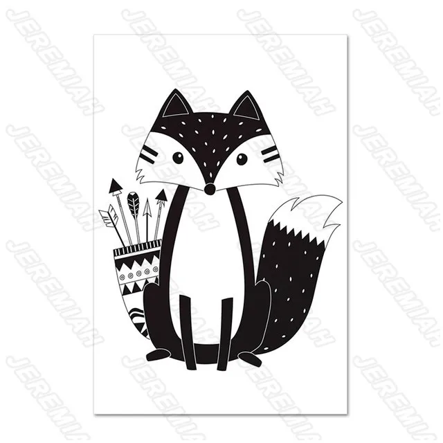 

Fox Alphabet Bear Cartoon Poster Nordic Style Wall Art Canvas Print Painting Modern Children Bedroom Decoration