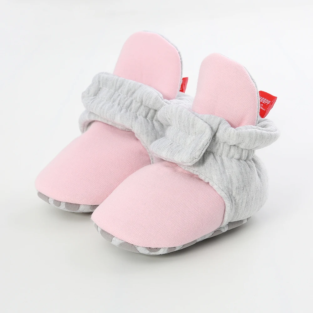 Pink and Gray Пинетки для новорожденных зимние мягкие теплые пинетки для новорожденных мальчиков и девочек пинетки от 0 до 18 месяцев - Цвет: Pink and Gray