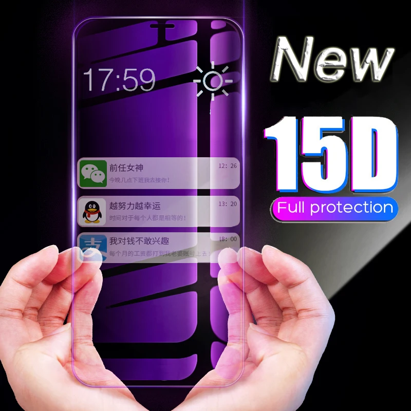 Защитное стекло 15D с изогнутыми краями и полным покрытием для iPhone 12 MIni X XS XR 11 Pro Max