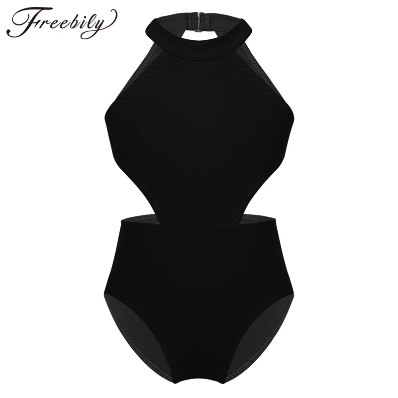Girls Halter Hollow Waist Ballet Dress Leotards Kids Gymnastics Leotard Bodysuit Child Practice Stage Dance Costumes | Детская одежда и