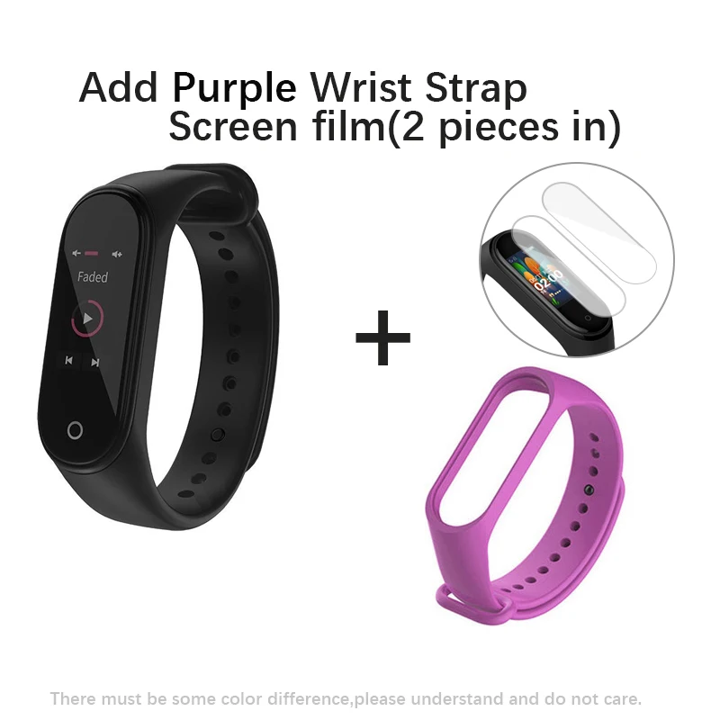 AddPurple WristStrap Глобальная версия Xiaomi Mi группа 4 Смарт Браслет miband 4 Фитнес отслеживание сердечного ритма браслет 3 цвета активно-матричные осид, Сенсорный экран 135 мАч - Цвет: AddPurple WristStrap