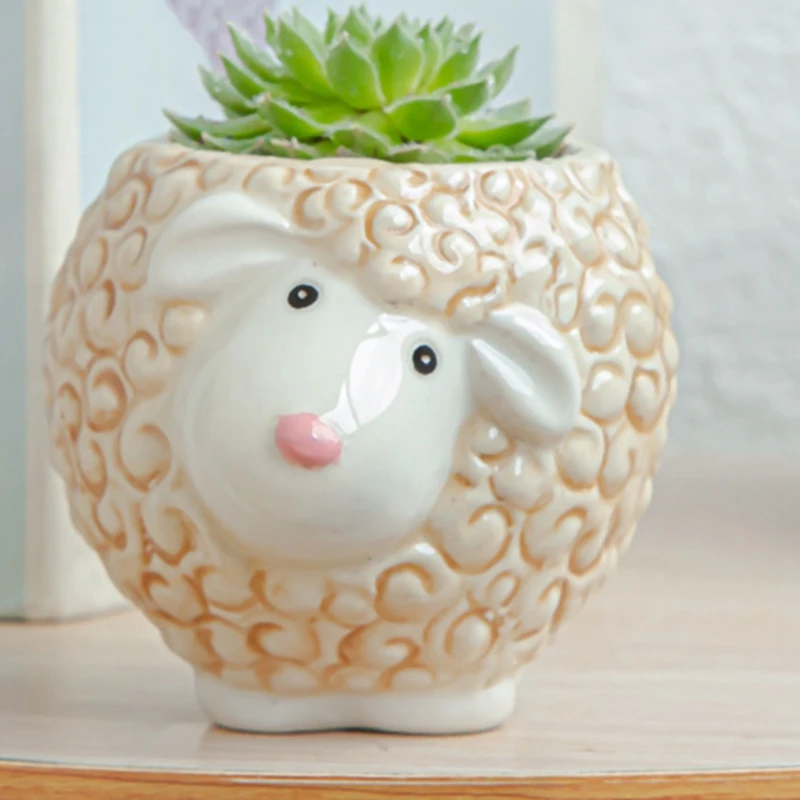 

6Pcs Ceramic Creative Cartoon Cute Crafts Succulents Plant Pots Balcony Flower Pots Home Decoration Ornaments