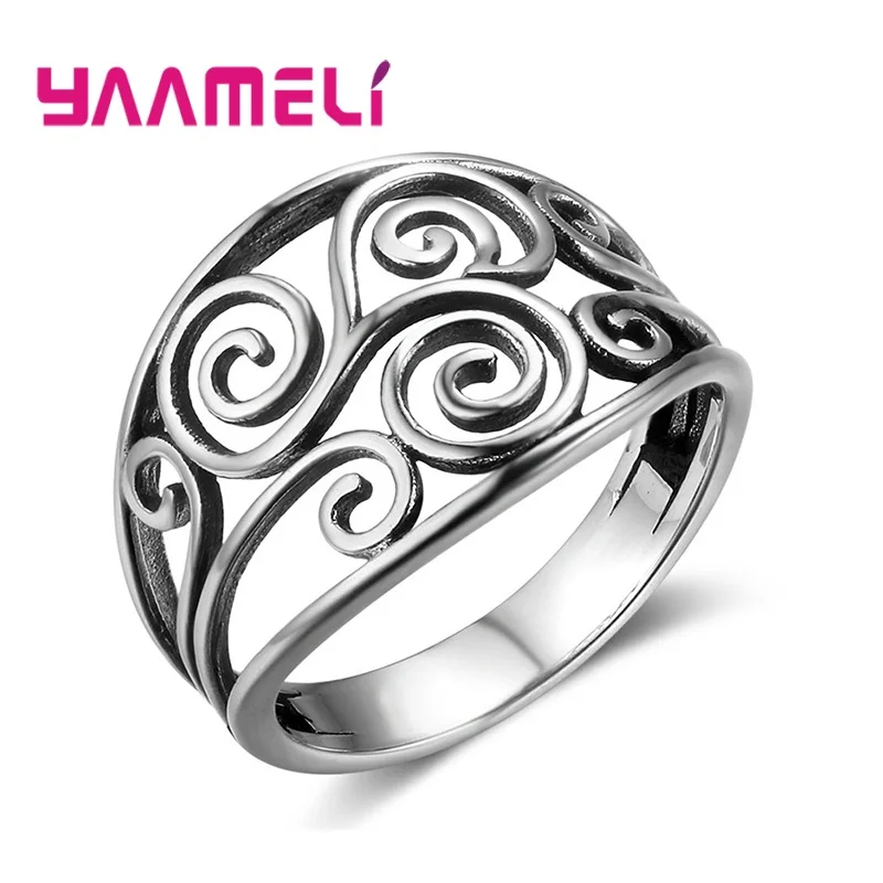 

Vintage Hollow Flower Wedding Band Ring for Women Luxury 925 Sterling Silver Leaf Plant Finger Accessories Jewelry