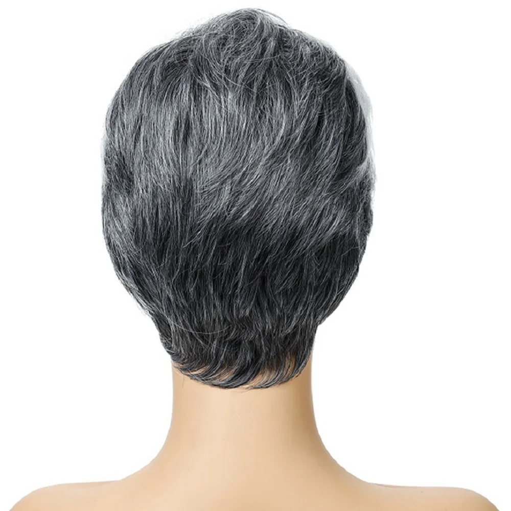 

WEILAI Short Ombre black wig Synthetic Straight Hair Womens Wigs with bangs white wig cosplay for women