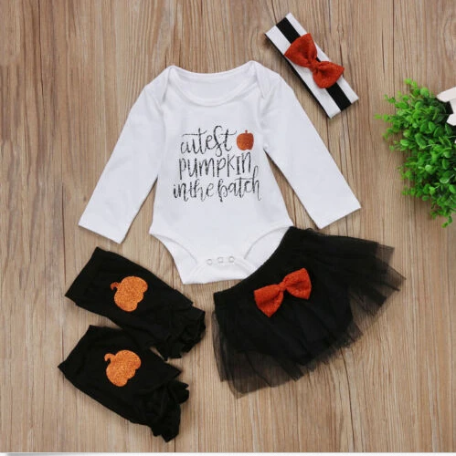 В стиле Хэллоуин для новорожденных маленьких девочек одежда с длинными рукавами