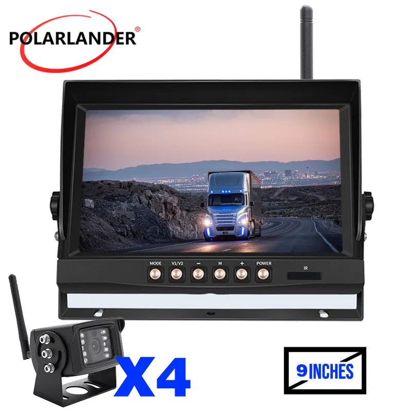 

9'' AHD 12-30V Wireless DVR 1280 x 720 Display 1drag2 or 1drag4 Cameras Night Vision Loop Recording Multi Language U-type WiFi