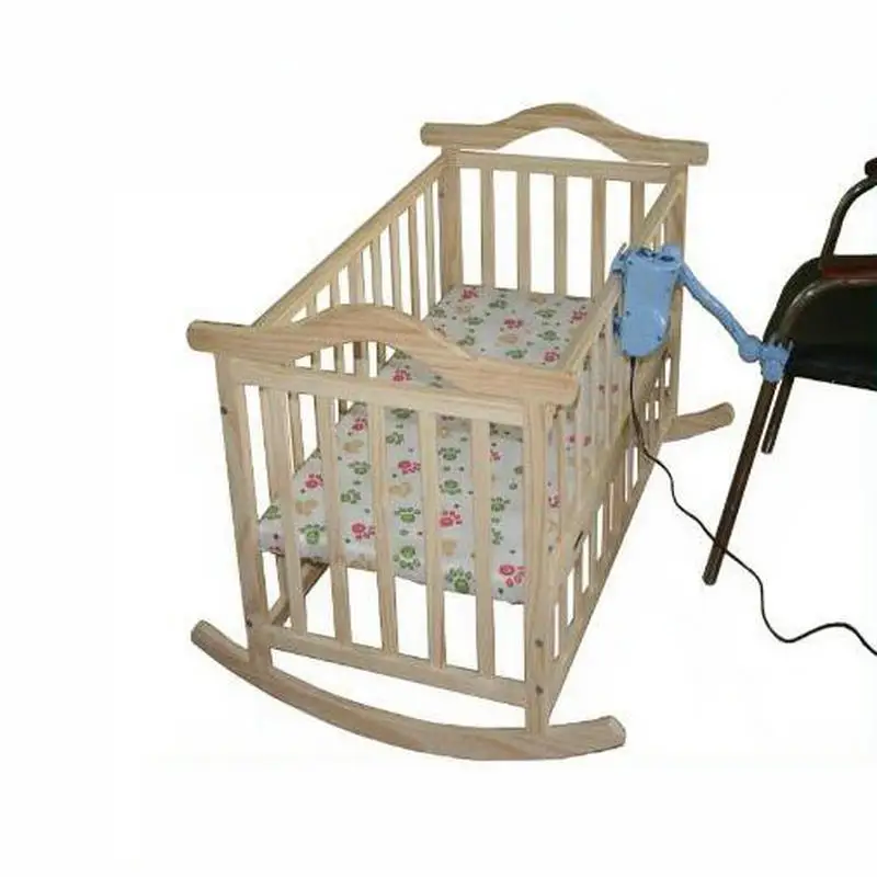 No Radiation Electric Rocking Baby Cradle, Baby Swing Pine Cribs, No Paint Safety Natural Color Baby Bed With Mosquito Net