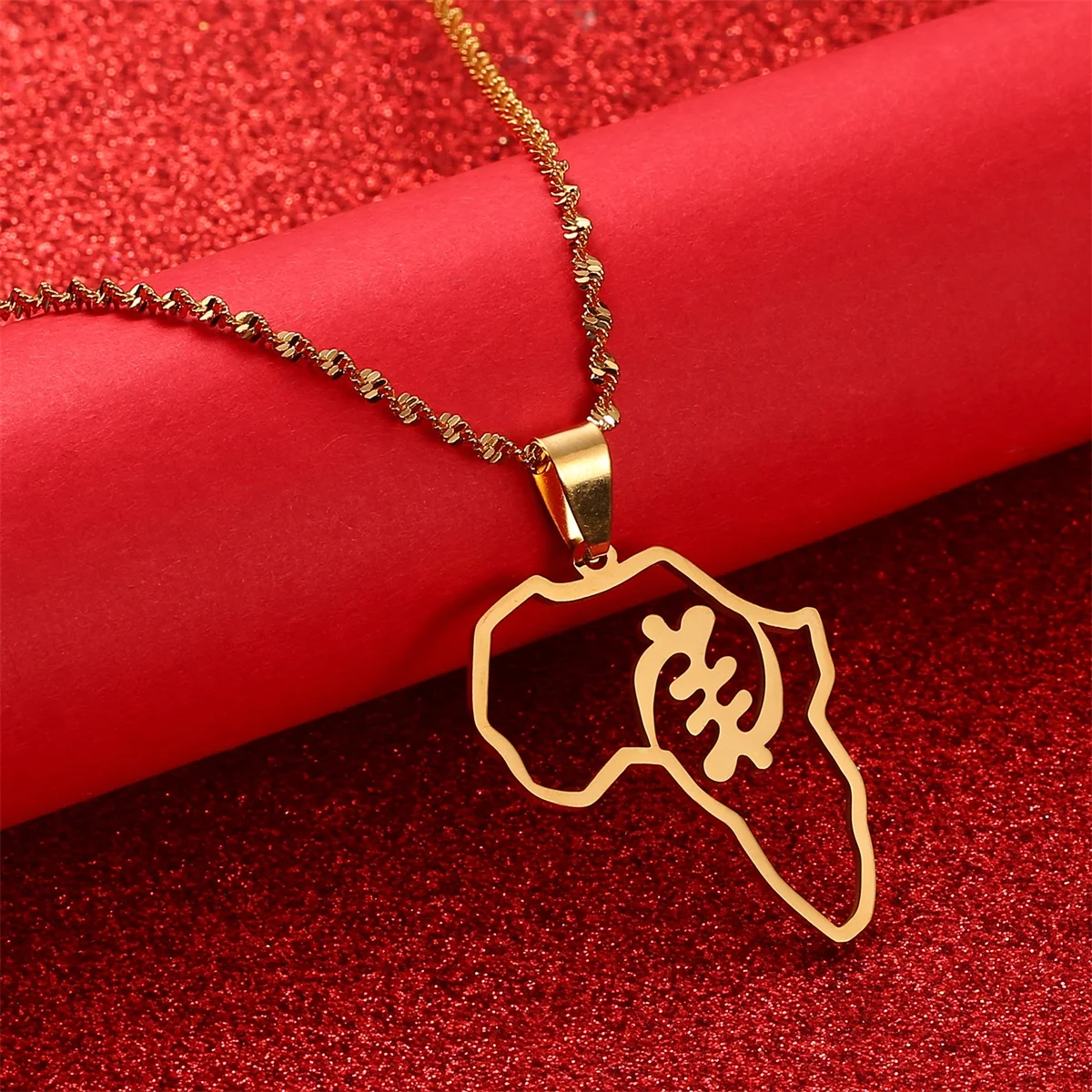 Модные ожерелья унисекс с подвеской в виде символа Африканской карты для женщин