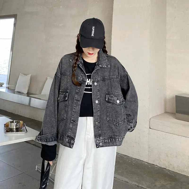 

Smoke great denim coat women 2020 new Korean loose BF large pocket short long sleep jacket Jean Jacket